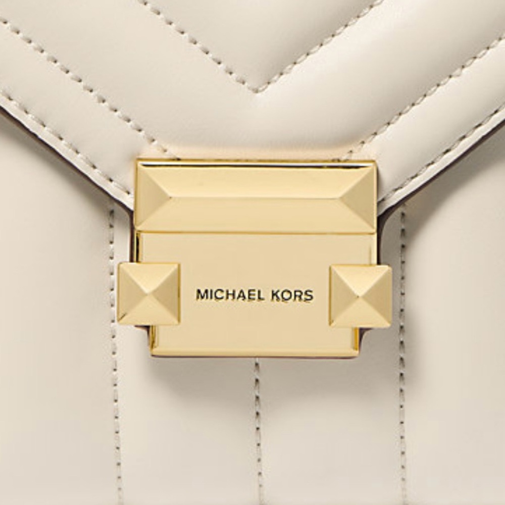 đ¤đ¤ NWT Michael Kors Whitney Medium Quilted Shoulder Bag in Light Cream â NEW - Picture 3 of 5